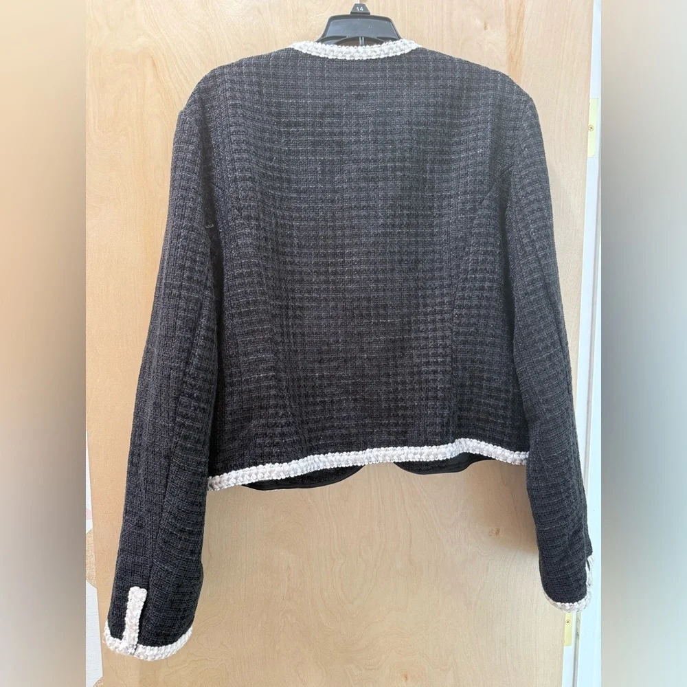 Cider Black and White Tweed Blazer Cropped Tailored - Picture 12 of 14